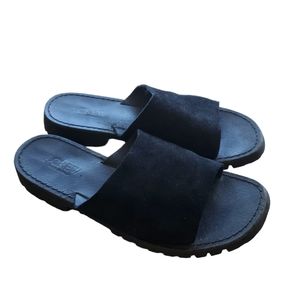 J Crew black suede slides lug soles size 6